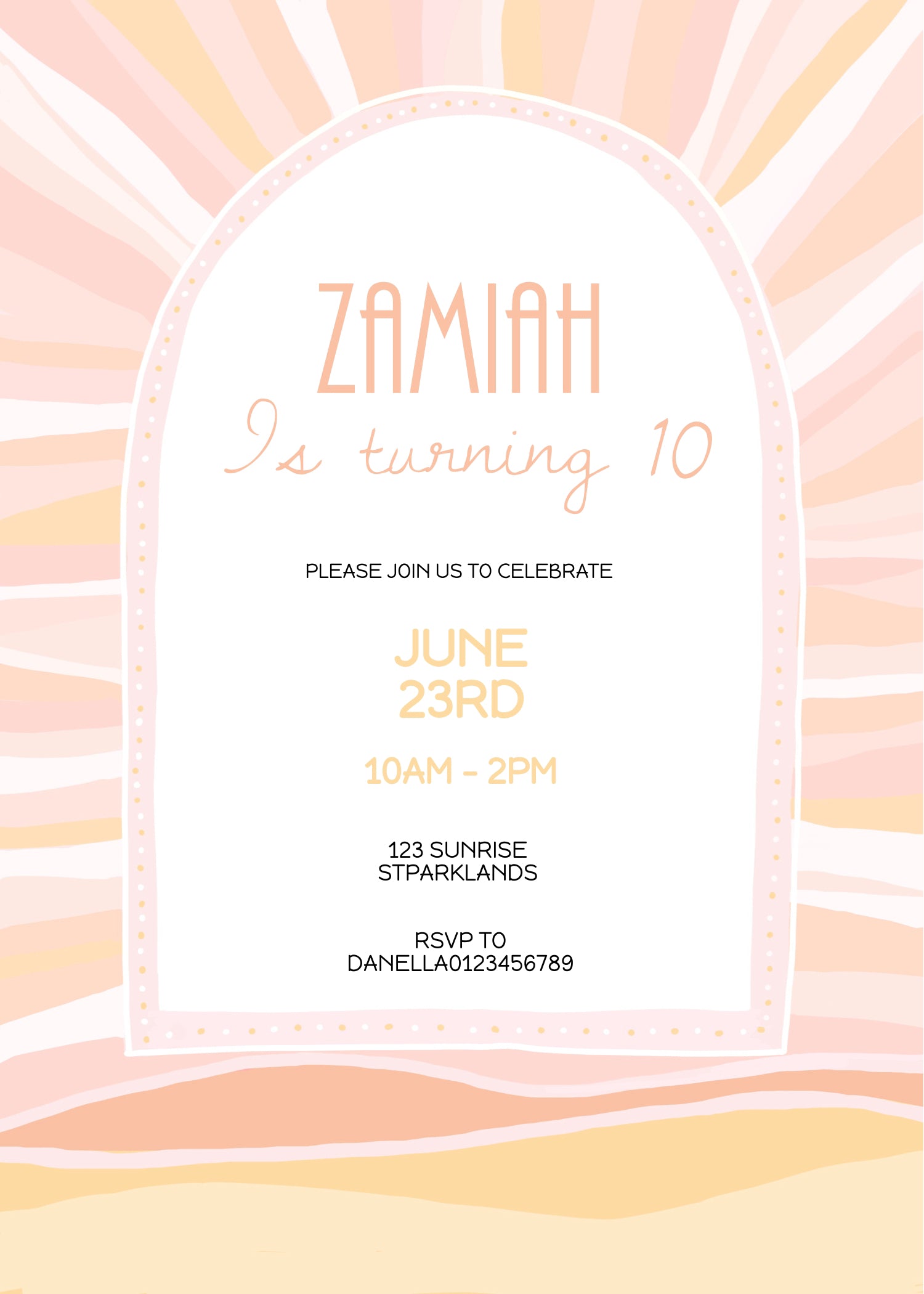 Sun Rays Pink Invitation