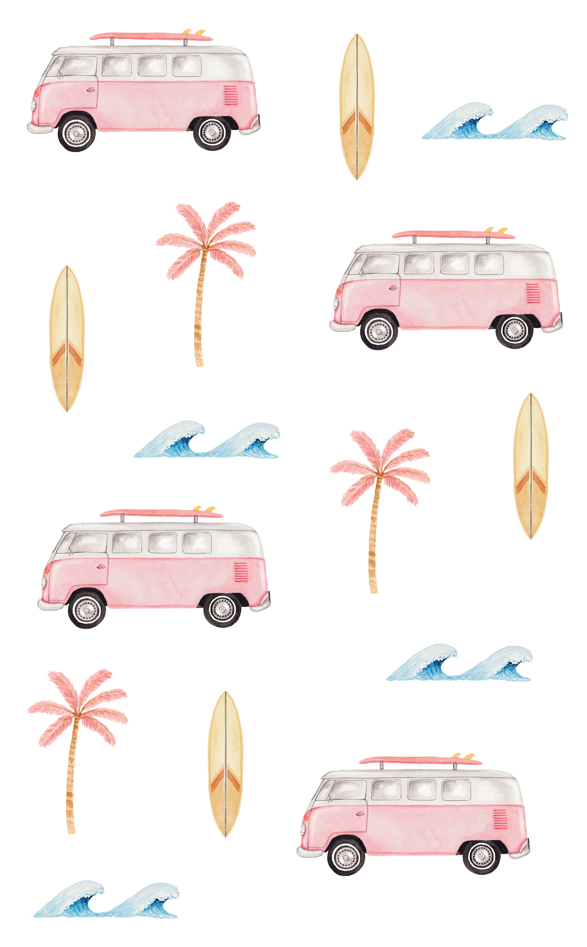 Children's Combi, Palm Tree, Wave and Surfboard wall stickers