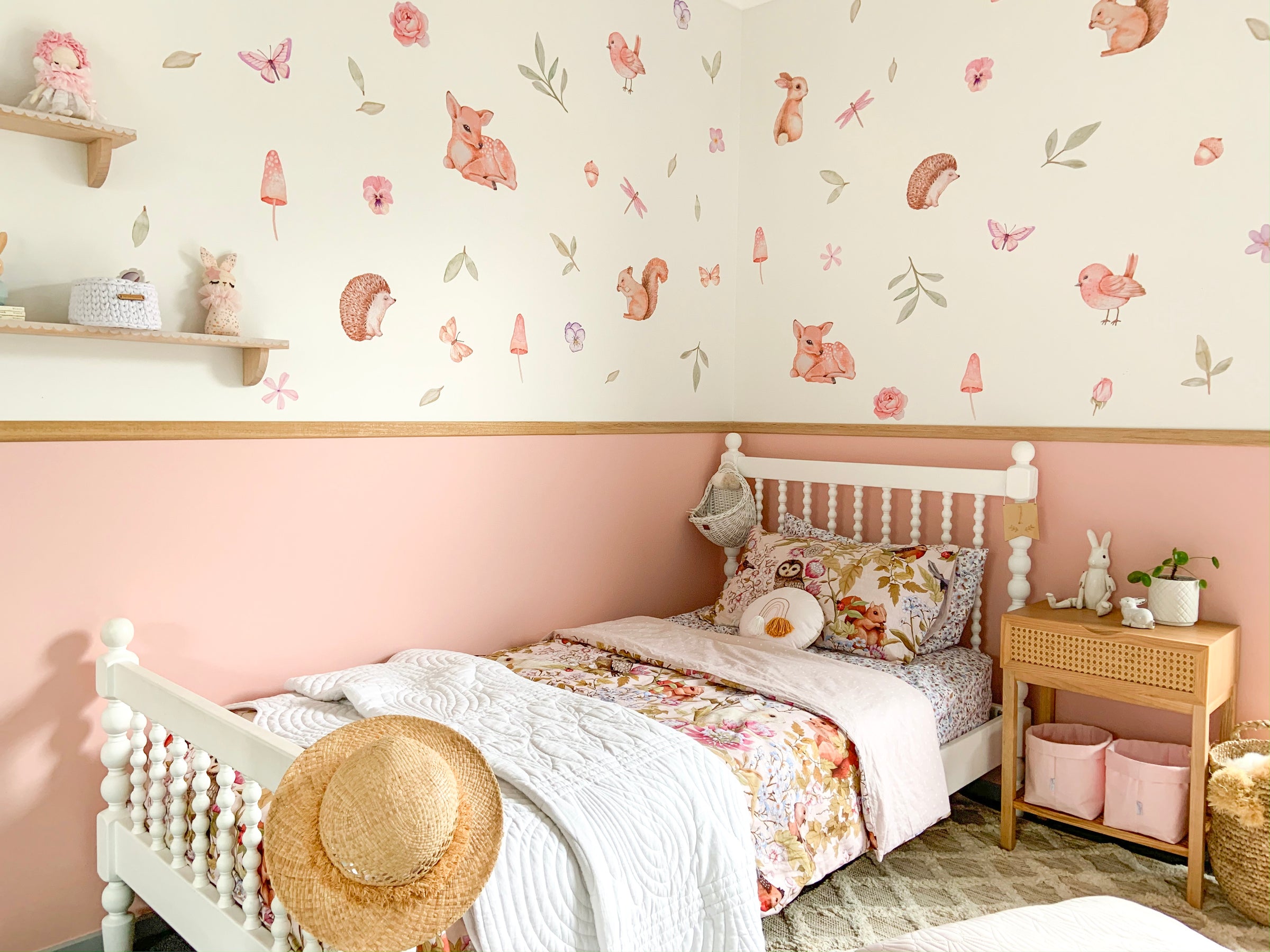 Girls bedroom with our woodland wall stickers