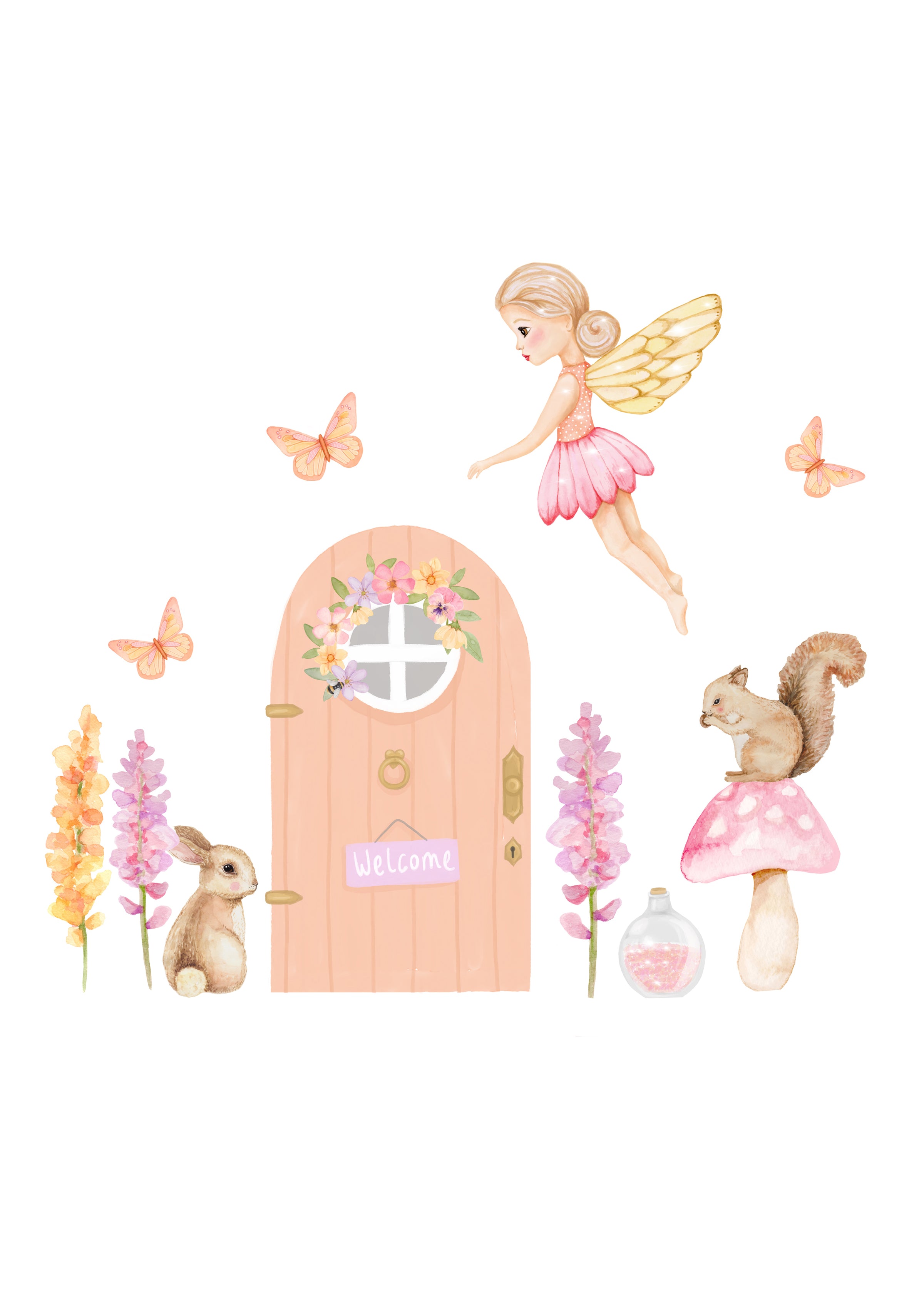 Magical fairy door wall decal set for girls bedrooms or nurseries