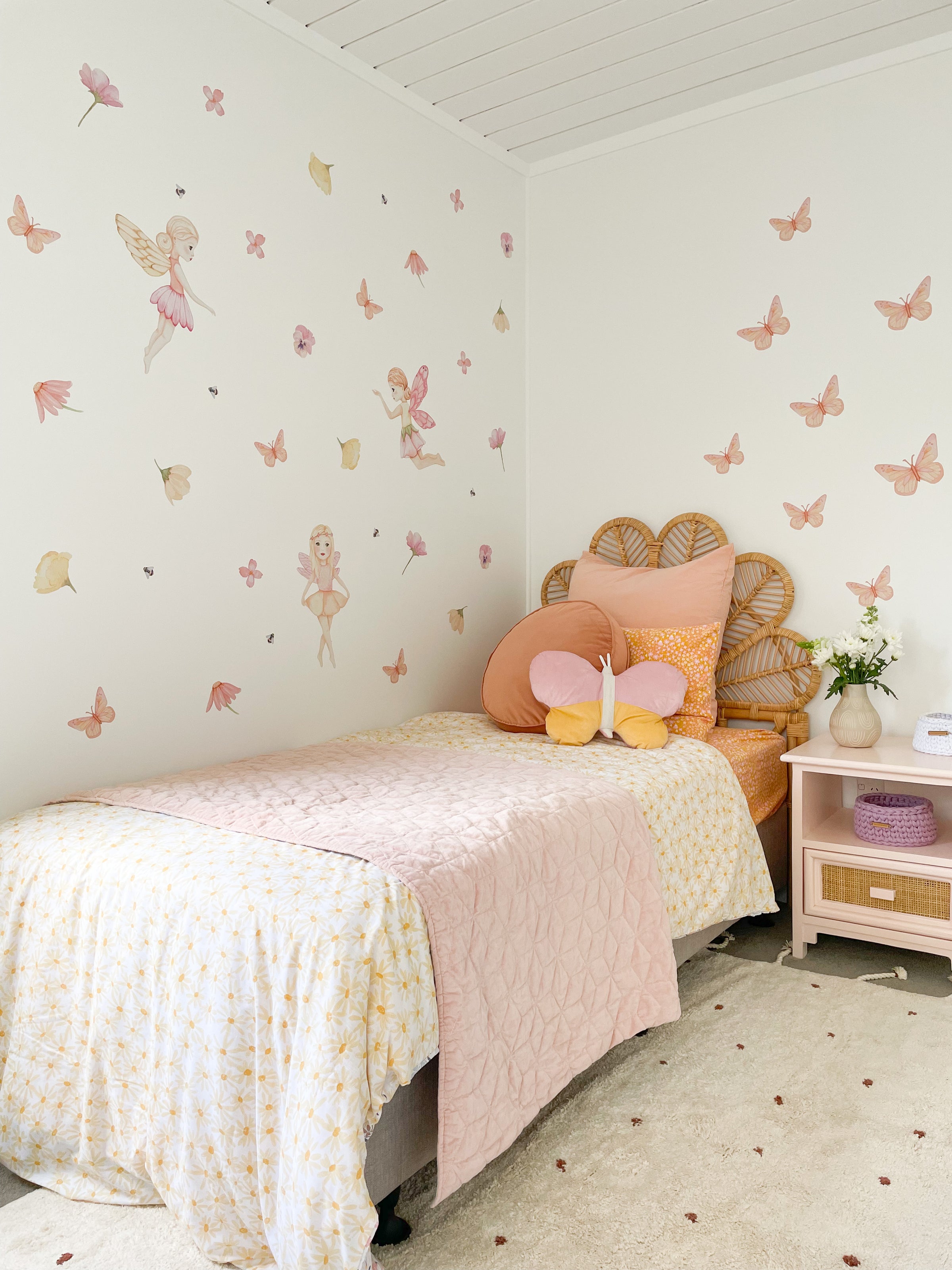 Girls bedroom with our fairy garden wall decals
