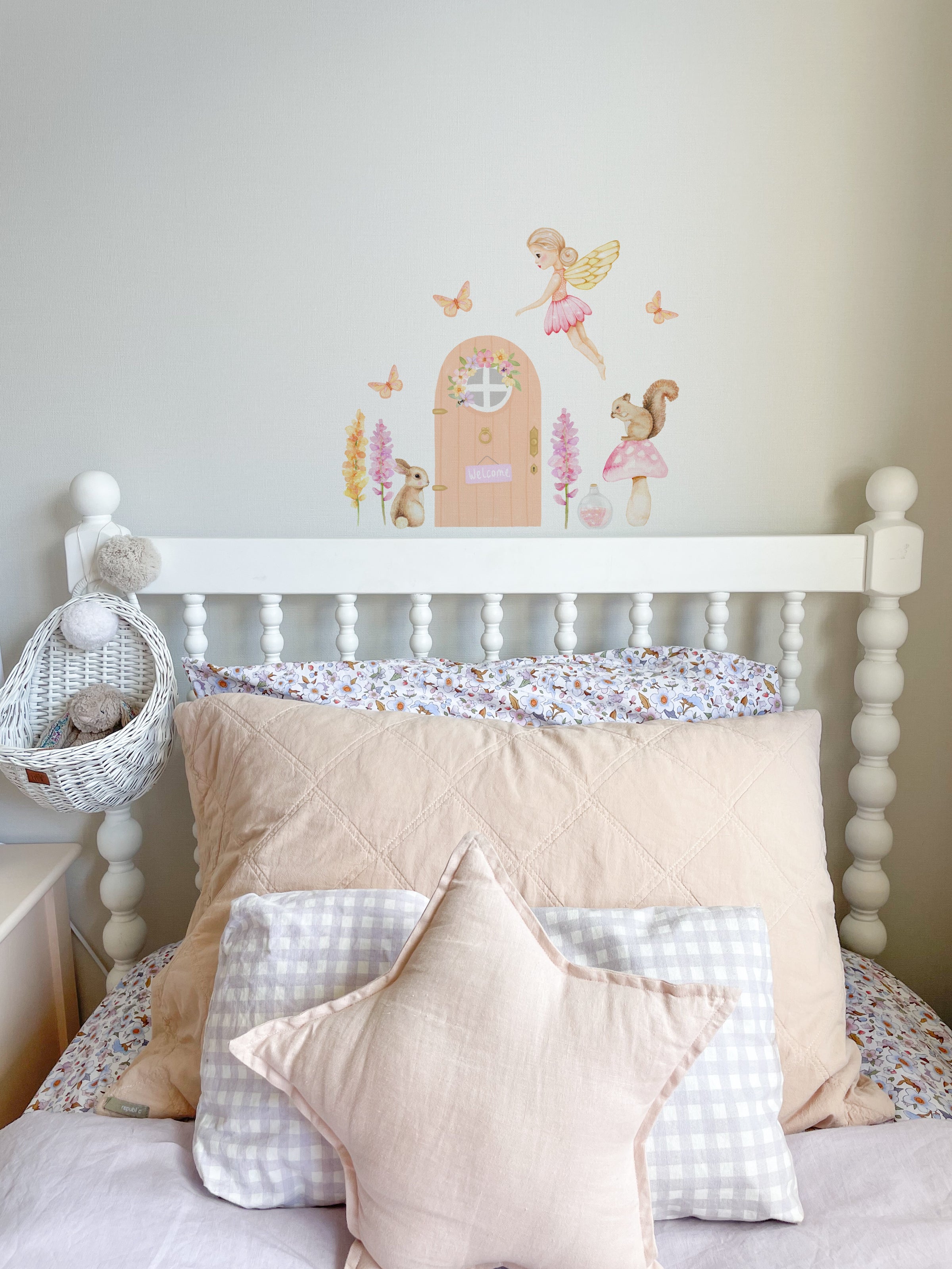 gorgeous girls bedroom with our Fairy Door wall sticker set