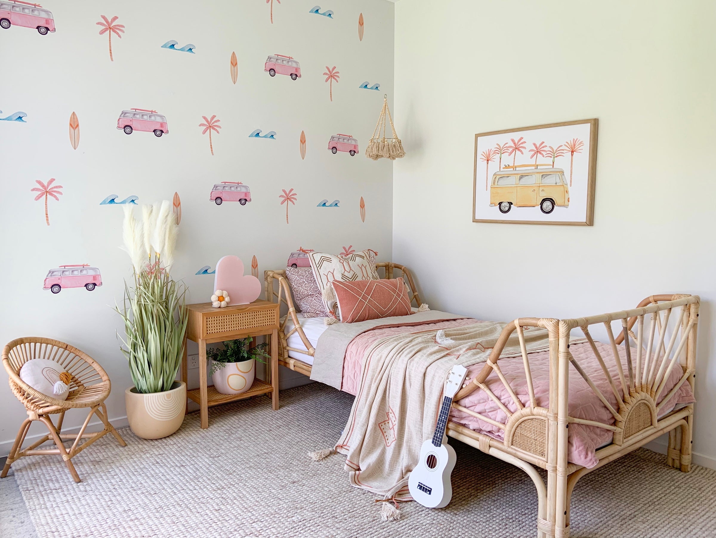 kids combi and palm tree wall stickers