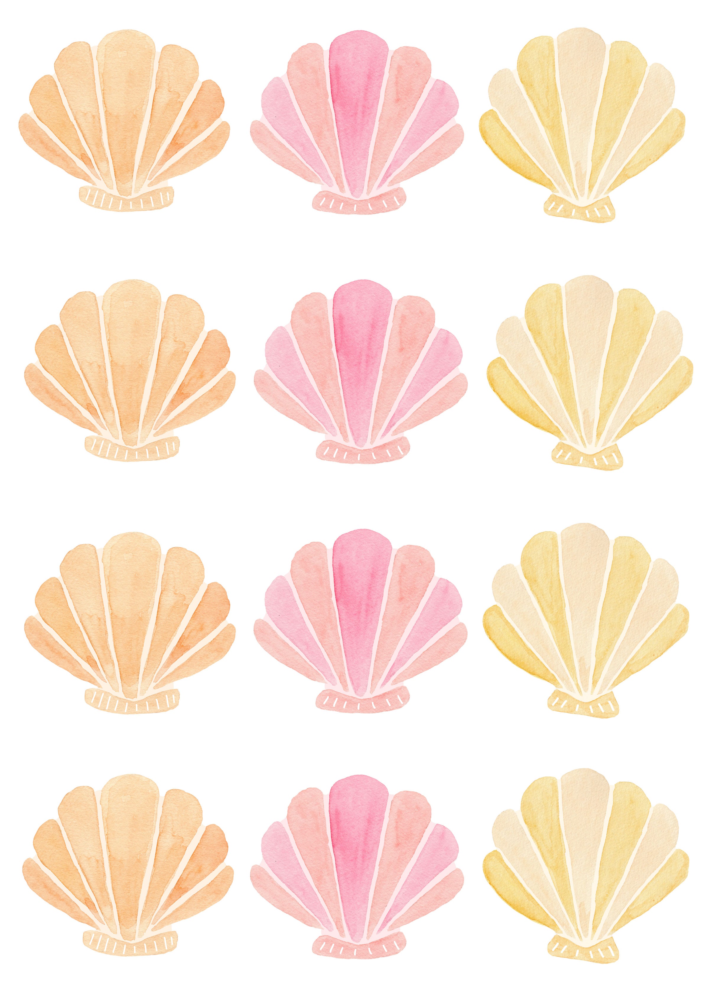 watercolour shell wall decals for kids rooms