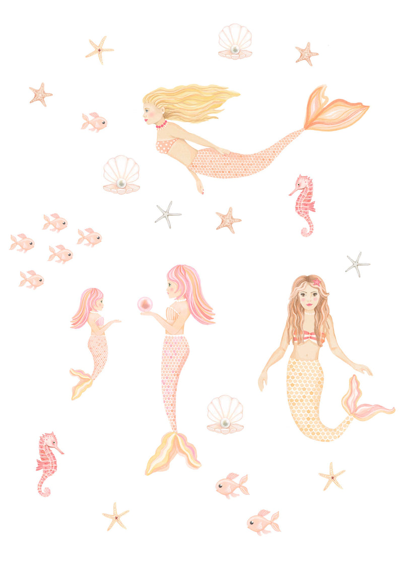 kids mermaid wall decals