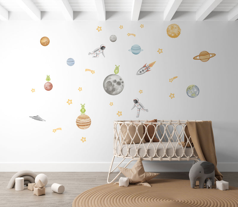 space theme wall stickers for kids rooms