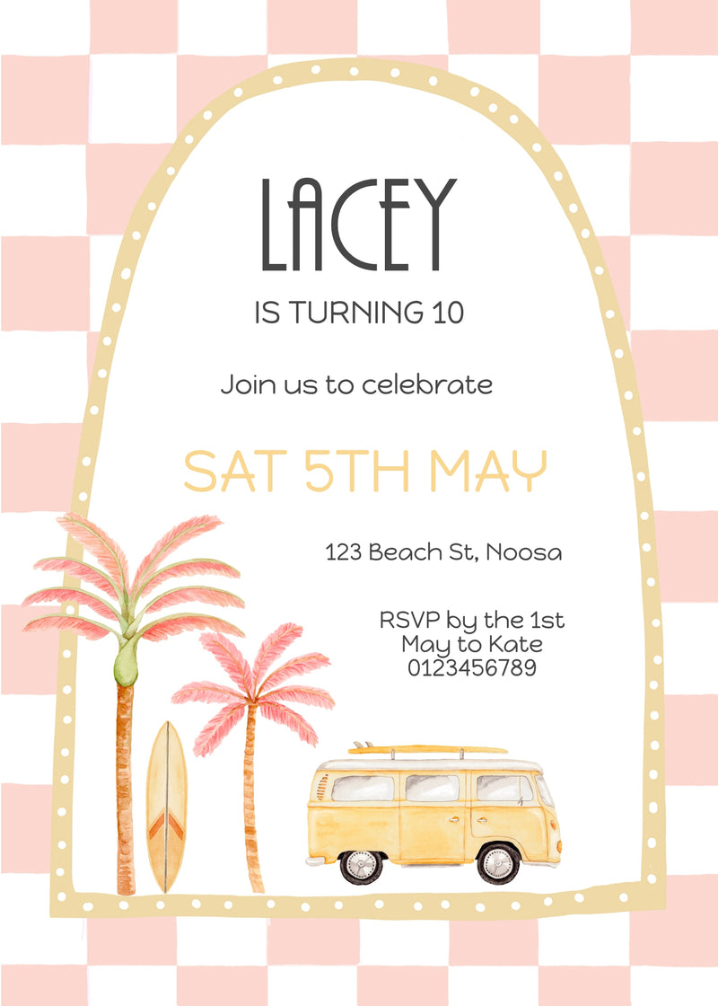 Combi Beach Invitation - Pink