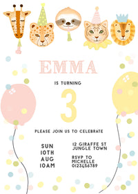 Jungle Party Pink Invitation