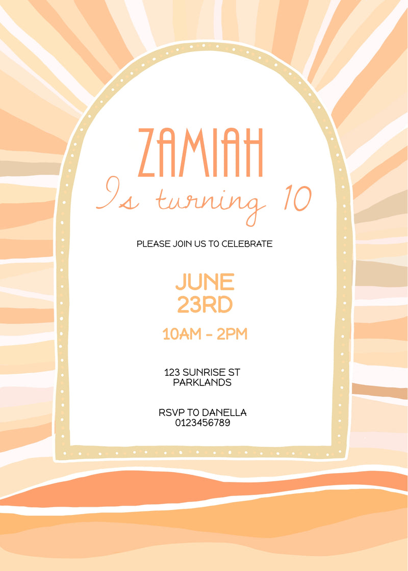 Sun Rays Peach Invitation