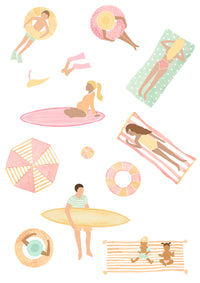 Beach theme wall stickers for kids rooms