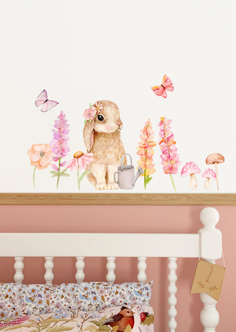 Bunny and flower wall stickers.