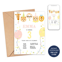 Jungle Party Pink Invitation