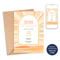 Sun Rays Peach Invitation