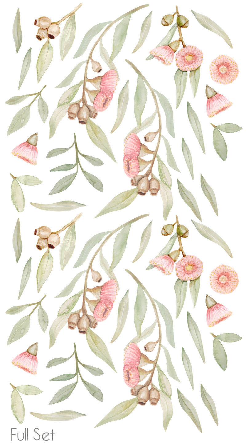 Flowering Gum Tree Wall Stickers - Pink